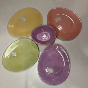 Williams Sonoma 8 piece Easter Egg Plate and Egg Bowl Set